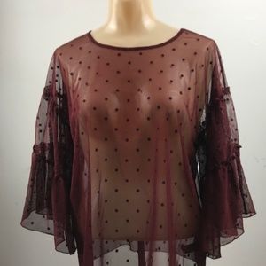 Express Sheer Shirt with Bell Sleeves Size S